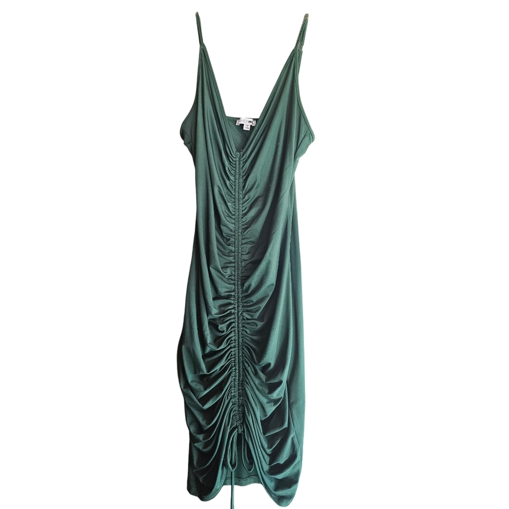 Fashion Nova Shanghai Ruched Dress Hunter Green